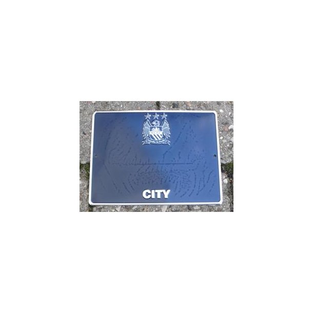 Manchester City skilt sort metal m / medflgende numre